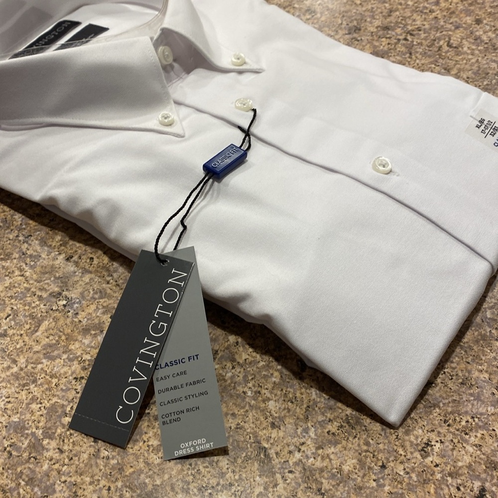 NWT Covington Long Sleeve Oxford XL Neck 17-17 1/2 L/S 32/33 Button Down Shirt - Picture 10 of 16